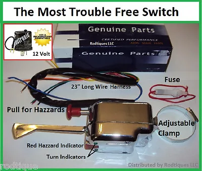 12 Volt Turn Signal Switch + Flasher + Fuse  Clamps To Column 12V Older Fords • $43.95