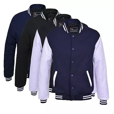 Classic Varsity Jacket Men Fashion Fleece College Baseball-Size S To 5XL -320GSM • £19.99