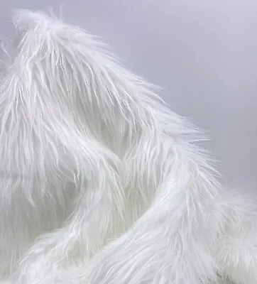White Mohair Shaggy Faux Fur Fabric By The Yard ( Long Pile ) 60  Wide • $32.99