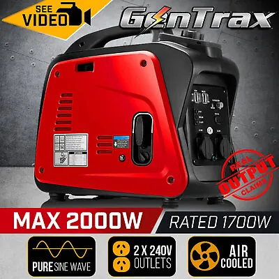 Gentrax Portable Inverter Generators 2.0KW Max 2.0KW Pure Sine Camping Petrol • $539