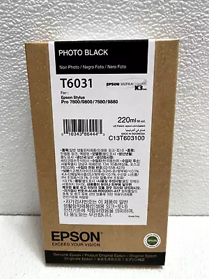 Epson T6031 Photo Black Ink Cartridge Genuine Date: August 2023 • $53.95