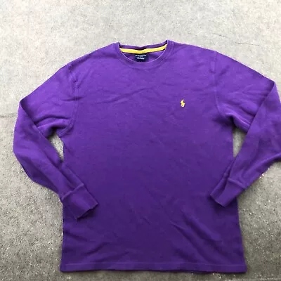 Polo Ralph Lauren Shirt Men XL Purple Yellow Crewneck Long Sleeve Thermal Knit* • $18.98