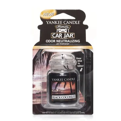 Yankee Candle Car Jar Air Freshener Freshner Fragrance Scent - BLACK COCONUT • £6.79