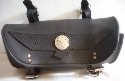 Vintage American Made Motorcycle Black Leather Handlebar/Fork Tool Bag • $44.25