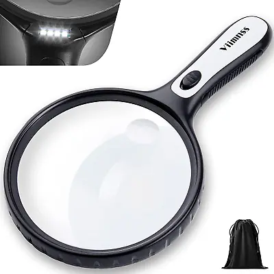 Magnifying Glass With Light Large Magnifier 5X 15X Handheld Illuminated Lighted • $25.49