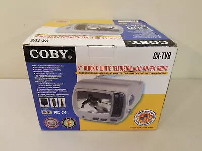 Vintage Coby Mini 5  Black & White Television AM FM Radio CX-TV6 NEW! • $34.99