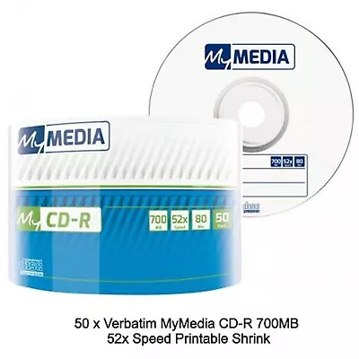 Verbatim Mymedia CD-R Non Printable 52x Blank CD Discs Logo 700MB 80 Mins LOT • £15.95