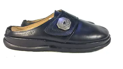 Women's Black Leather Mule Shoes By Haflinger Size  7 US Made In Germany • £41