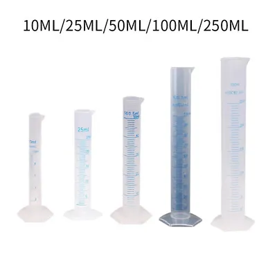 10/25/50/100/250/500ml Plastic Measuring Cylinder Graduated Cylinders For Lab • £5.65