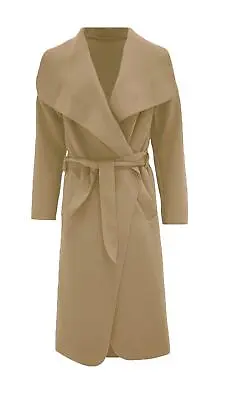 £16.99 • Buy Womens Belted Duster Jacket Drape Long Coat Ladies Waterfall Italian Trench