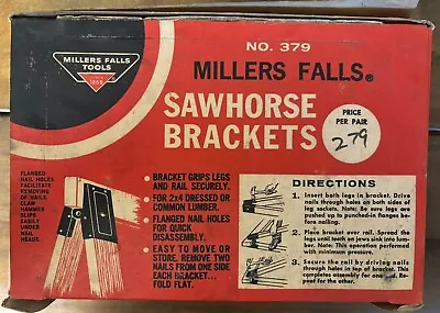 Vintage Miller's Falls Sawhorse Brackets Adjustable 2x4 IN ORIGINAL BOX!!! • $10