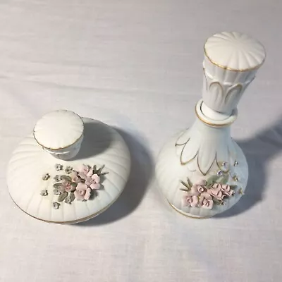 Vintage Norcrest 2 Piece Vanity Porcelain Perfume And Powder Set • $38