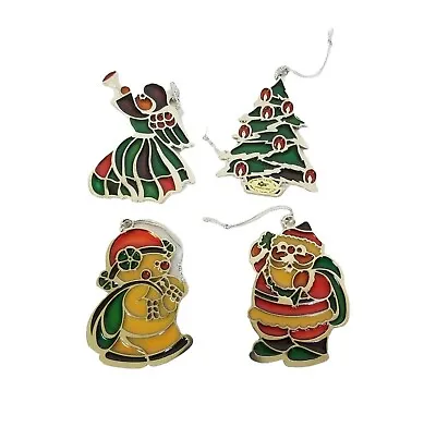 RUSS BERRIE Stained Glass Style Christmas Ornaments Angel Snowman Santa Tree  • $19.99
