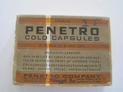 Vintage Medicine Paper Box Penetro Cold Capsules (Box Only) Plough Inc. New York • $9.97