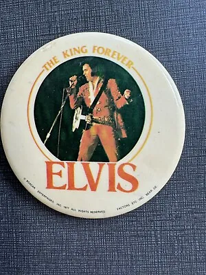 Vintage Elvis Pin Button 1977 “The King Forever” Collector’s Item • $8.88
