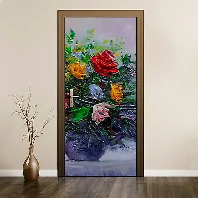 £43.95 • Buy Removable Door Sticker Mural Home Decor Decal Painting Flowers Picture
