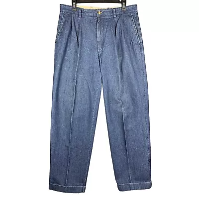 Vintage 2001 Tommy Hilfiger Jeans Men’s 34x30 Pleated Taper Relaxed Cuffed Blue • $72.88