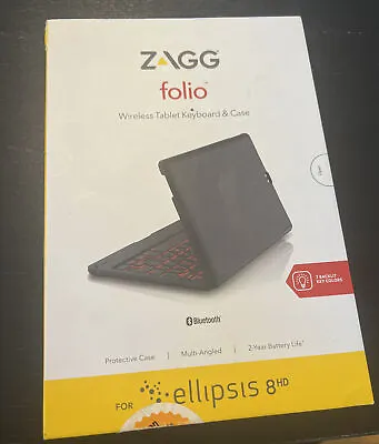 ZAGG Folio Case Backlit Keyboard For Verizon Ellipsis 8  HD Tablet Black • $11.99