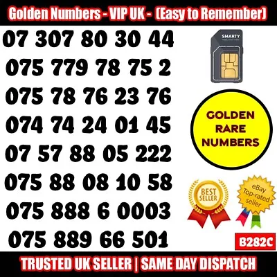 Golden Number Easy Memorable VIP UK SIM Cards- RAREST UK Numbers  - B282C • £9.95