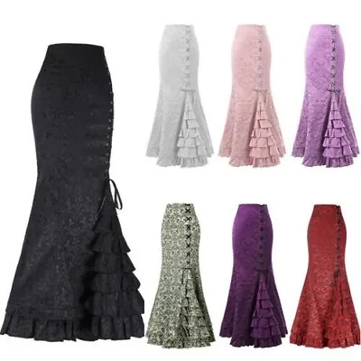 Women Retro Vintage Gothic Victorian Fishtail Skirt Steampunk Long Mermaid Dress • $26.20