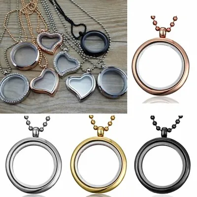 Living Memory Crystal Glass Floating Charms Locket Pendant Necklace Chain Gifts • $2.43