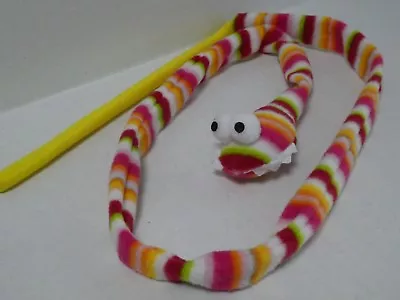 (W008) Cat Kitten Multi Coloured Stripey Snake Teaser Wand Activity Toy • £3.30