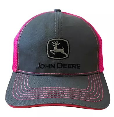 Vintage Y2K John Deere Mesh Trucker Cap/Hat Grey/Pink One Size Fits Most • $25