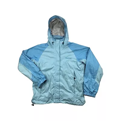 Marmot Precip Womens Small Blue Rain Jacket Full Zip Hooded Shell • $24.95