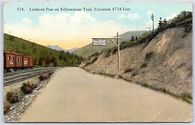 Postcard Lookout Pass On Yellowstone Trail Railroad Cars Idaho Montana A92 • $7.99