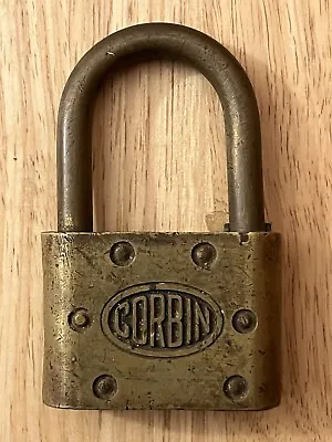 $8.99 • Buy Vintage Brass Corbin Cabinet Lock Co. Padlock NO Key  Damage  Read