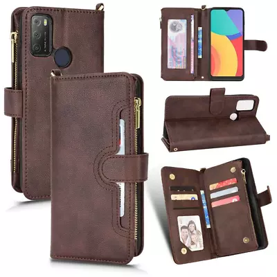 For TCL 20E Luxury Zipper Multifunction Cover Flip Leather Wallet Stand Case • $16.99