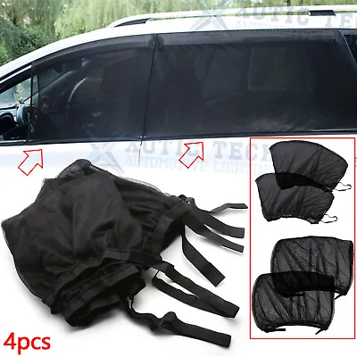 4Pcs Car Side Window UV Protection Sun Shade Cover Visor Mesh Shield Sunshades • $12.87