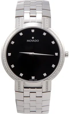 New Men's Movado Museum Faceto Factory Diamond Swiss Watch 0606237 • $2100