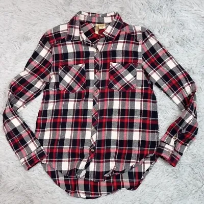 Passport Womens Shirt Button Up Red Medium Plaid Pockets Collar Long Sleeve • $8.99