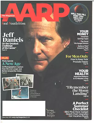 AARP Magazine June July 2019 Jeff Daniels Money Health Moon Landing Summer • $9.99