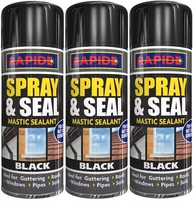 Black Leak Stop Spray & Seal Fix Pipe Waterproof Sealant Mastic Gutter Roof Home • £6.49