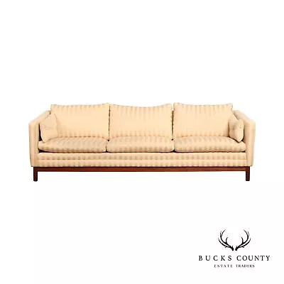 Danish Modern Teak Frame Custom Upholstered Three-Seat Sofa • $2195