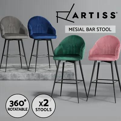 $219.95 • Buy Artiss Bar Stools Kitchen Stool Dining Chairs Velvet Chair Barstool Mesial