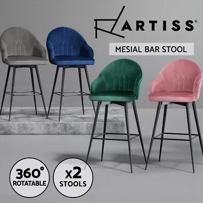 $219.95 • Buy Artiss Bar Stools Kitchen Stool Dining Chairs Velvet Chair Barstool Mesial