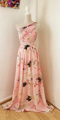 £29.80 • Buy Eva & Lola One Shoulder Floral Print Chiffon Maxi Dress, Size S, UK 8