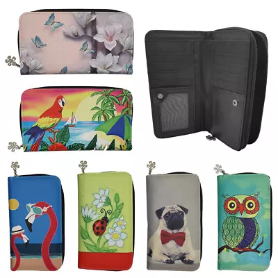 £9.99 • Buy Ladies Large Faux Leather Zipped RFID Protected Money Purse Animal Motif