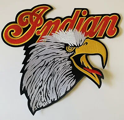 RARE NEW INDIAN MOTORCYCLE Large 14in X 12.5in Screaming Eagle Head Logo Patch • $64.99
