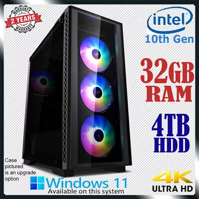 $1019 • Buy Intel 10th Gen Computer 32GB RAM 4TB Home Office & Gaming Desktop PC Core I7 Upg