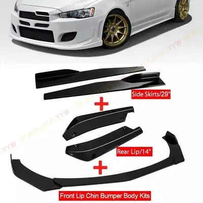 Gloss Black Front Bumper Spoiler+Side Skirt+Rear Lip Body Kits For Mitsubishi • $49.87