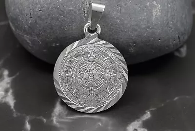 Mayan Calendar Aztec Tonatiuh Pendant Sterling Silver .950 Handmade • $52