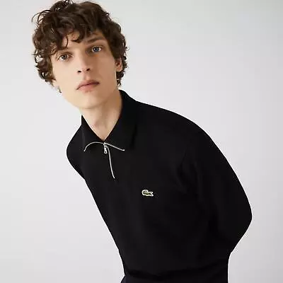 Lacoste Mens Long Sleeve Quarter Zip Cotton Sweatshirt Black XL • $58.80