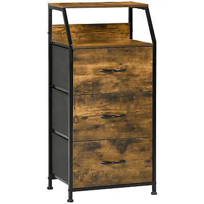 HOMCOM Industrial 3 Drawers Storage Cabinet W/ Display Shelves For Living Room • £54.99