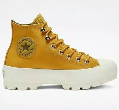 New NIB Converse Chuck Taylor All Star High Top Leather Lugged Boots Gold Dart • $89.99