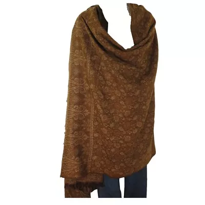 Throw/Shawl | Yak + Sheep Wool Blend | Nepal |Handmade | Paisley Design|  Khaki • $42.30