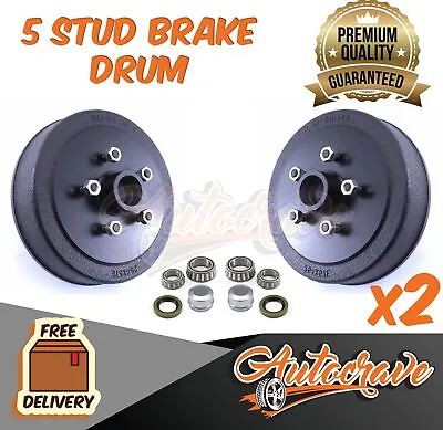 Mechanical Hydraulic Trailer Brake Drum 9  FORD 5 Stud With LM/Holden Bearings • $109.95